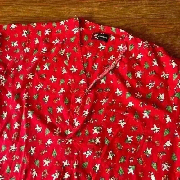 Knothe Christmas Tree Snowman North Pole Night Shirt Size Small Medium Cottage - Picture 4 of 10